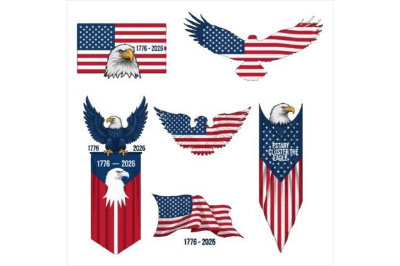 American Eagle and Flag Symbols Bundle: A Bold Graphic Design Asset for Local Branding