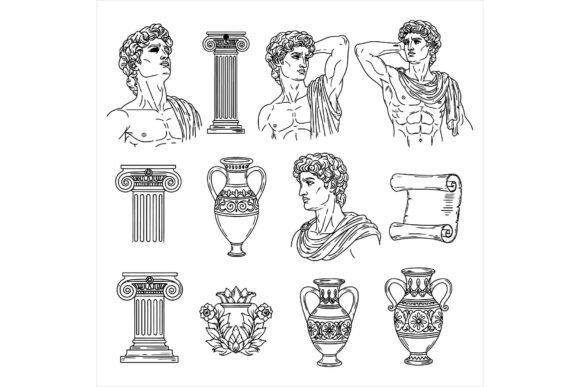 Ancient Greek Illustrations of People for Commercial Design Projects