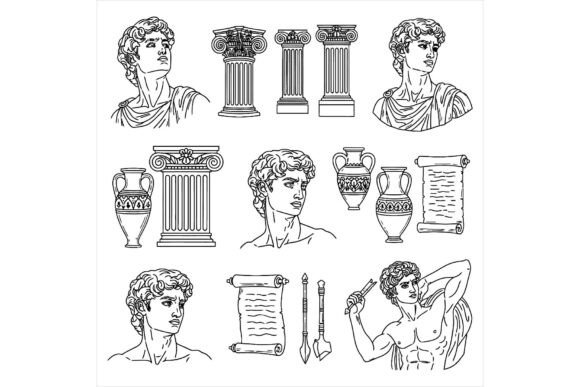 Ancient Greek Roman Art Illustrations for Digital Sellers