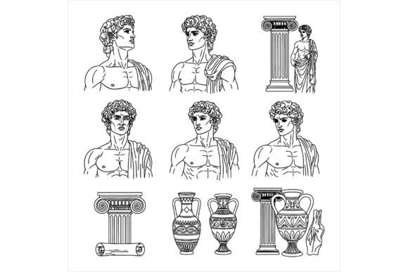 Ancient Greek Statues and Columns Bundle: A Design Asset with Timeless Appeal
