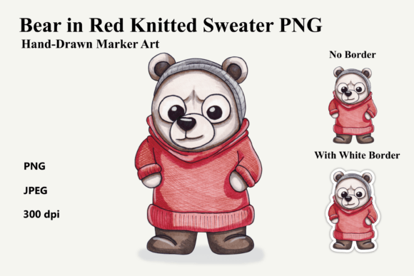 Bear in Red Knitted Sweater PNG Review for Digital Product Creators
