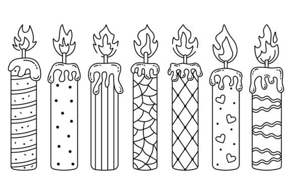 Black Line Candle Set Illustrations for Real Crafting Projects
