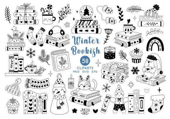 Black Winter Bookish Clipart Png Svg: A Versatile Illustration for Content Creators