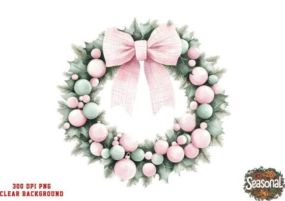 Blush Green Holiday Wreath PNG: A Versatile Illustration for Seasonal Branding
