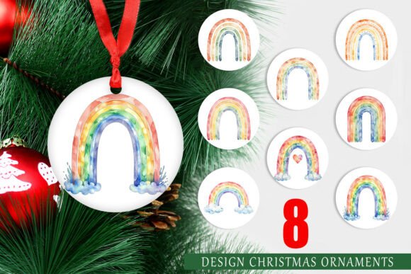 Boho Rainbow Watercolor Digital Ornament: A Versatile Illustration for Creative Sellers