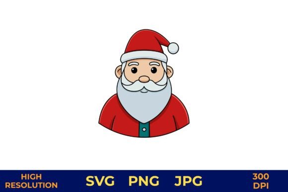 Cartoon Santa Claus Vector in Bright Red Review for Embroidery Projects