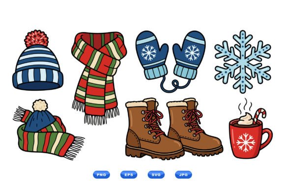 Cozy Winter Fashion Clipart Set: A Versatile Illustration for Handmade Creations