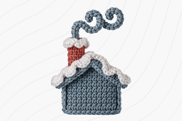 Crochet Winter House PNG: A Versatile Illustration for Creative Branding