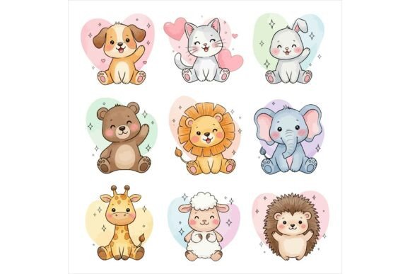 Cute Baby Animals Stickers Set: A Versatile Graphic Design Asset for Branding and Marketing