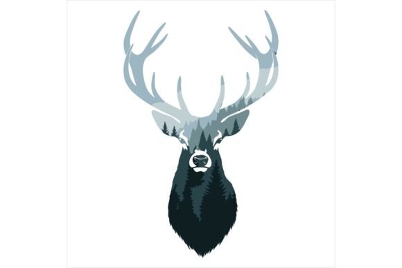 Deer Head with Large Antlers: A Versatile Illustration for Digital Sellers