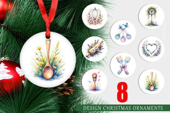 Floral Kitchen Tool Digital PNG Ornament for Editorial & Web Design