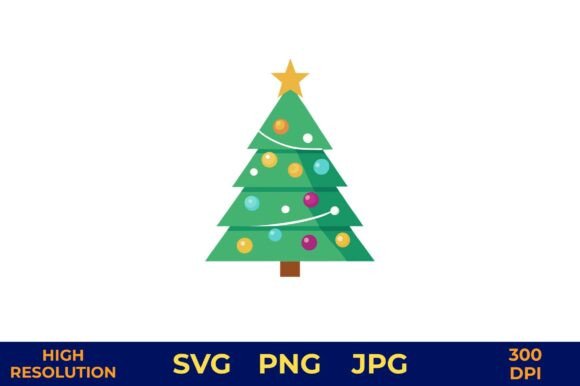 Holiday Tree with Colorful Decorations – A Vibrant Design Asset for Creative Projects