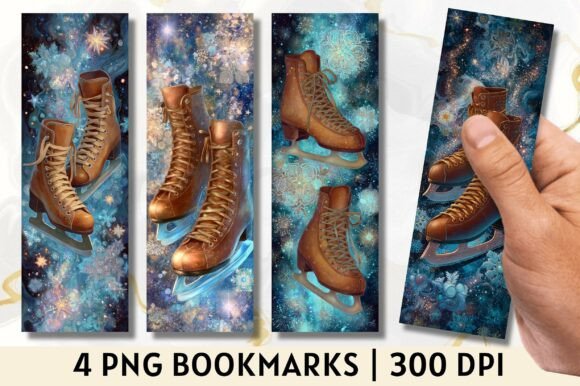 Ice Skates Boots Winter Floral Bookmark: A Versatile Illustration for Creative Projects