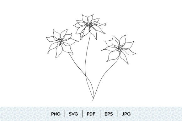 Poinsettia Flower Line Art SVG: A Festive Illustration for Handmade Creations