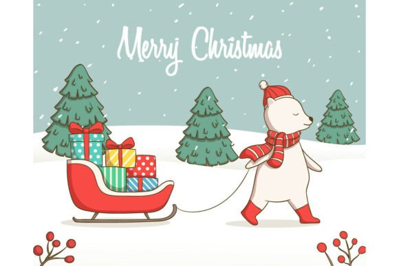 Polar Bear Carrying Gifts with a Sleigh Illustrations: A Seller’s Review