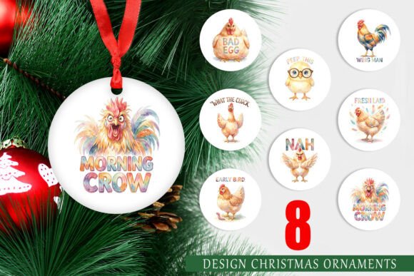 Quirky Funny Chicken Quote Ornament PNG: A Playful Illustration for Content Creators