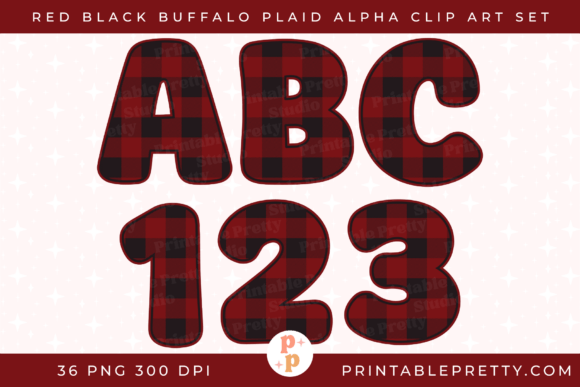 Red Black Buffalo Plaid Alphabet PNG: A Bold Illustration for Themed Design Projects