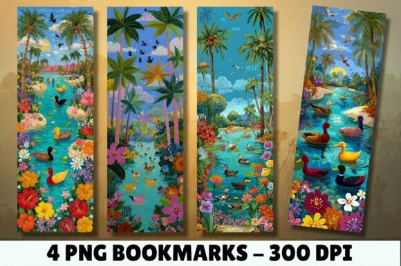 Tropical Summer River Duck Bookmark PNG: A Versatile Illustration for Creative Sellers