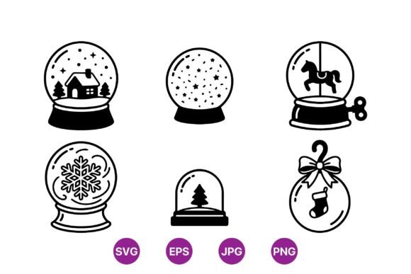 Vintage Snow Globe Vector Set: A Festive Graphic Design Asset for Crafters
