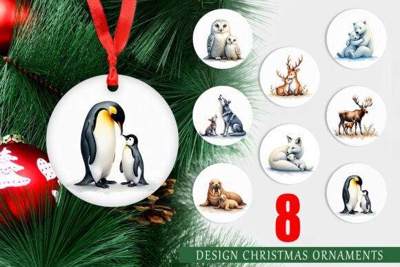 Watercolor Arctic Animal Ornament PNG: A Versatile Illustration for Creative Branding