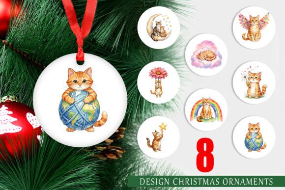Watercolor Cat and Kitten Ornament PNG: A Versatile Graphic Design Asset