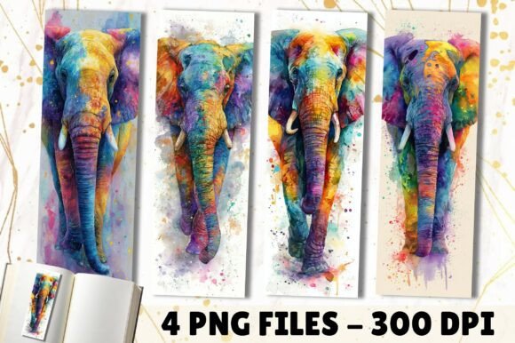 Watercolor Elephant Splash Art Bookmark: A Freebie with Branding Potential