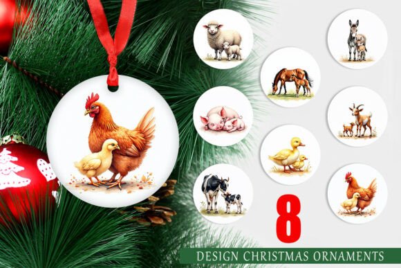 Watercolor Farm Animal Ornament PNG: A Versatile Graphic Design Asset for Branding