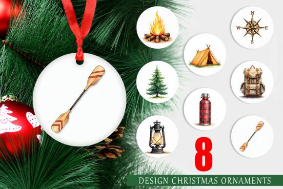 Watercolor Retro Camp Ornament Illustrations for Digital Sellers