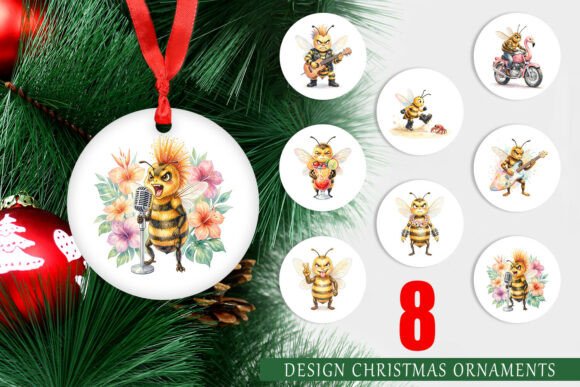Watercolor Rocker Bee Ornament PNG: A Versatile Illustration for Creative Projects