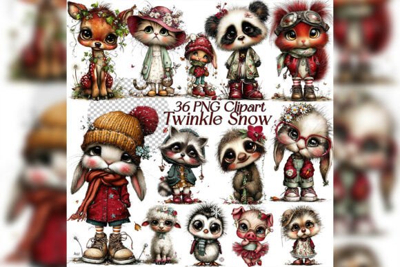 Whimsical Snow Holiday Love Clipart for Embroidery Projects
