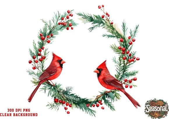 Winter Cardinals Wreath PNG Review for Digital Sellers