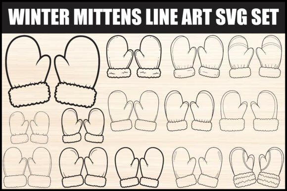 Winter Mittens Line Art SVG Set Review for Real Projects
