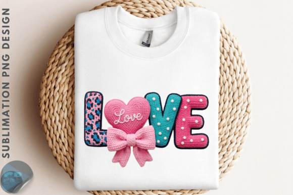Yarn Crochet Love Valentines PNG for Handmade Illustrations